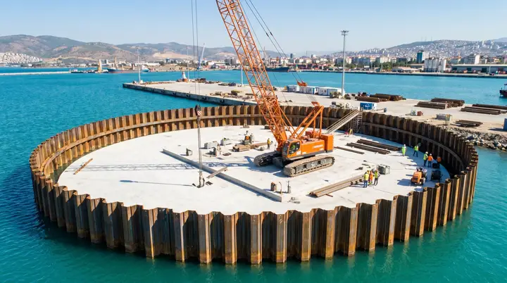 Bursa Palplanş: deniz içinde dairesel palplanş batardo