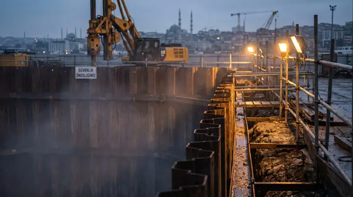 Bursa Palplanş: şehir içinde palplanş iksa uygulaması